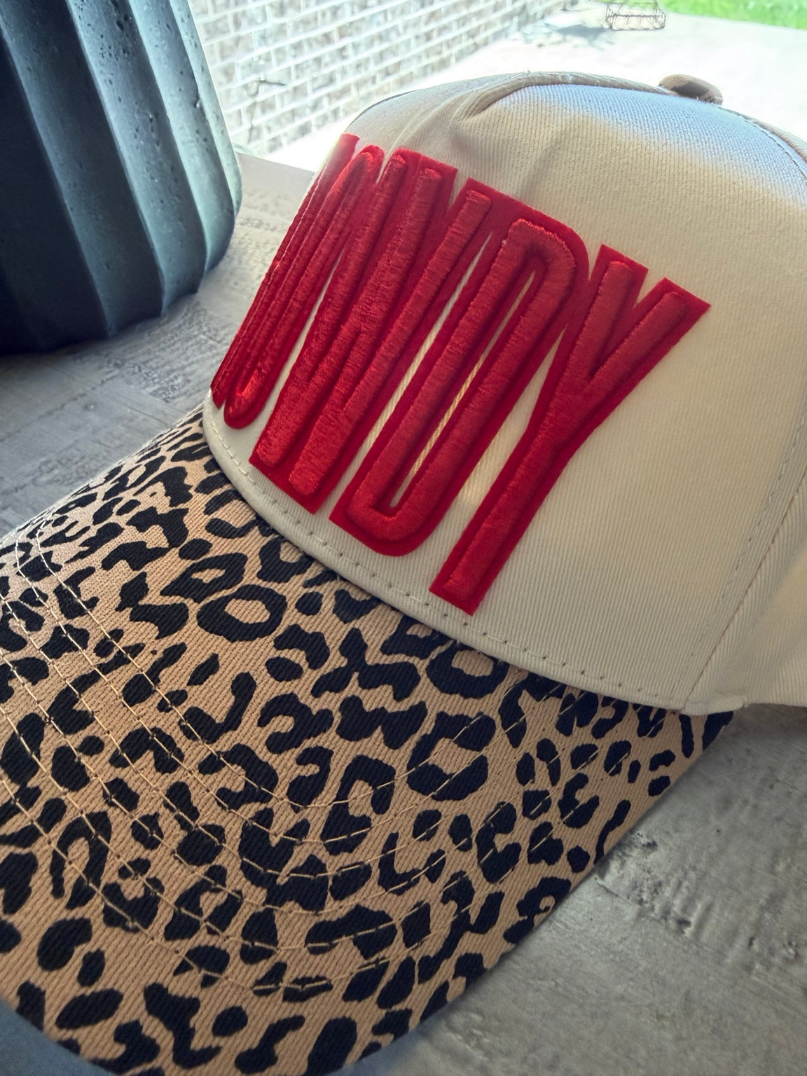 HOWDY Puff Embroidered Leopard Trucker Hat