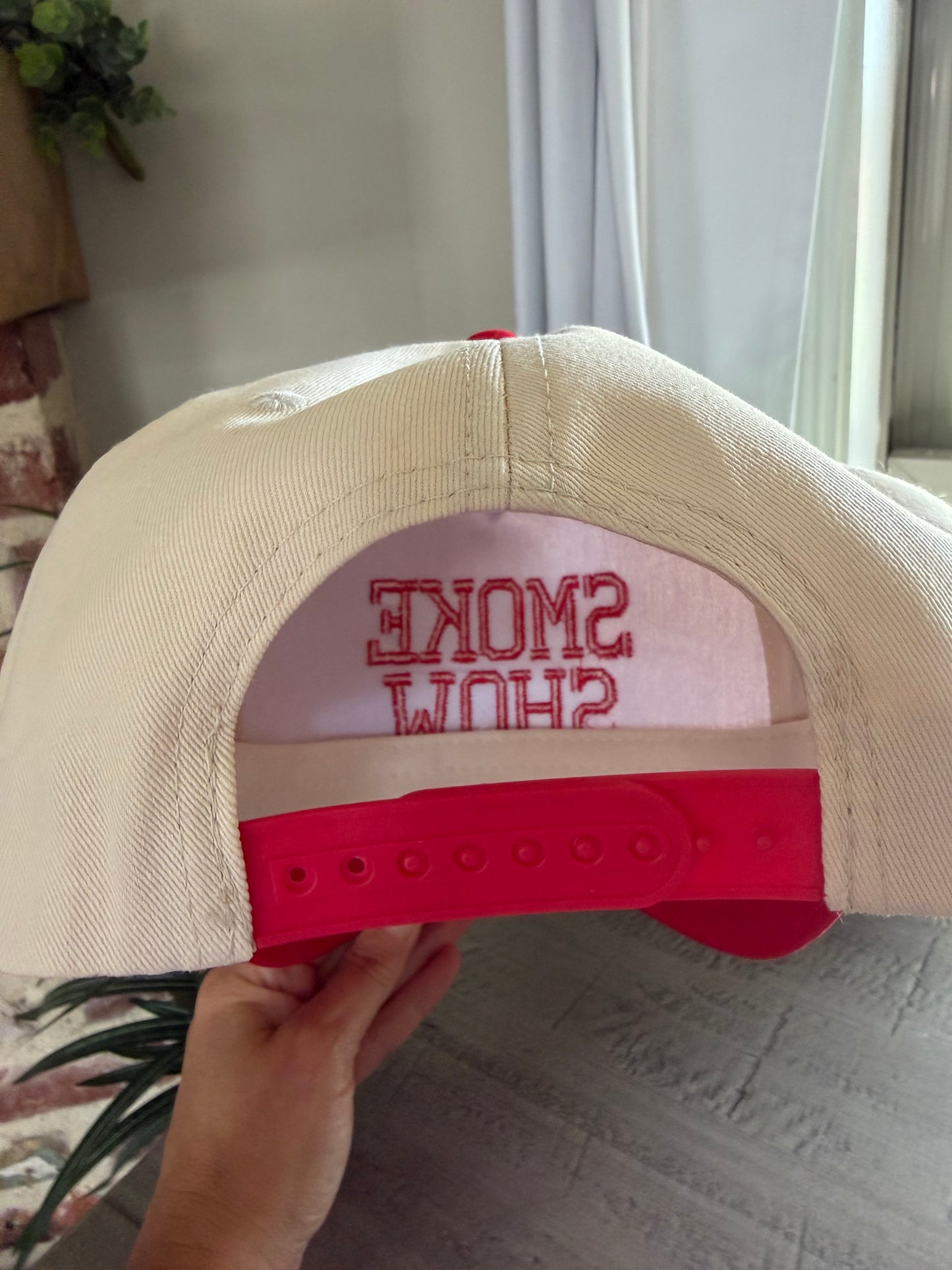 Smoke Show Trucker Hat | Red & Cream Embroidered Snapback