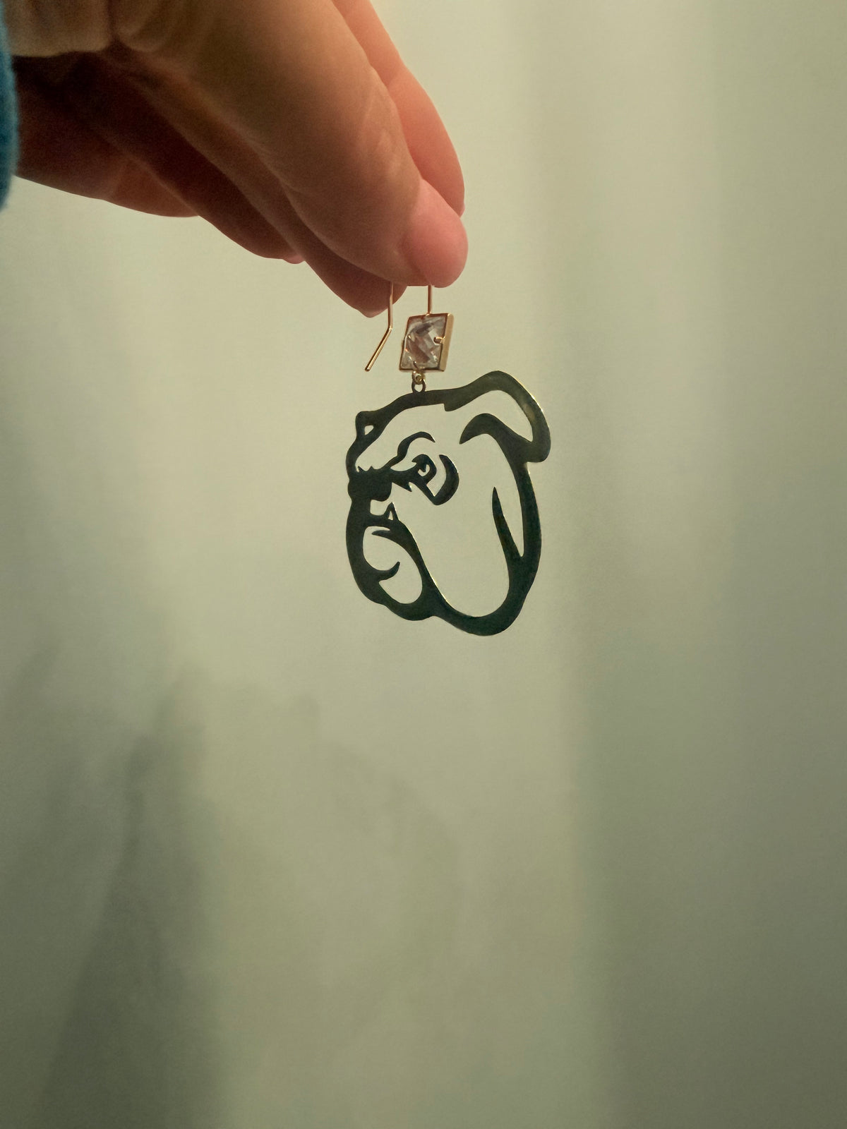 Bulldog Necklace & Earrings Set – Gold & Pearl Accents | $32.95
