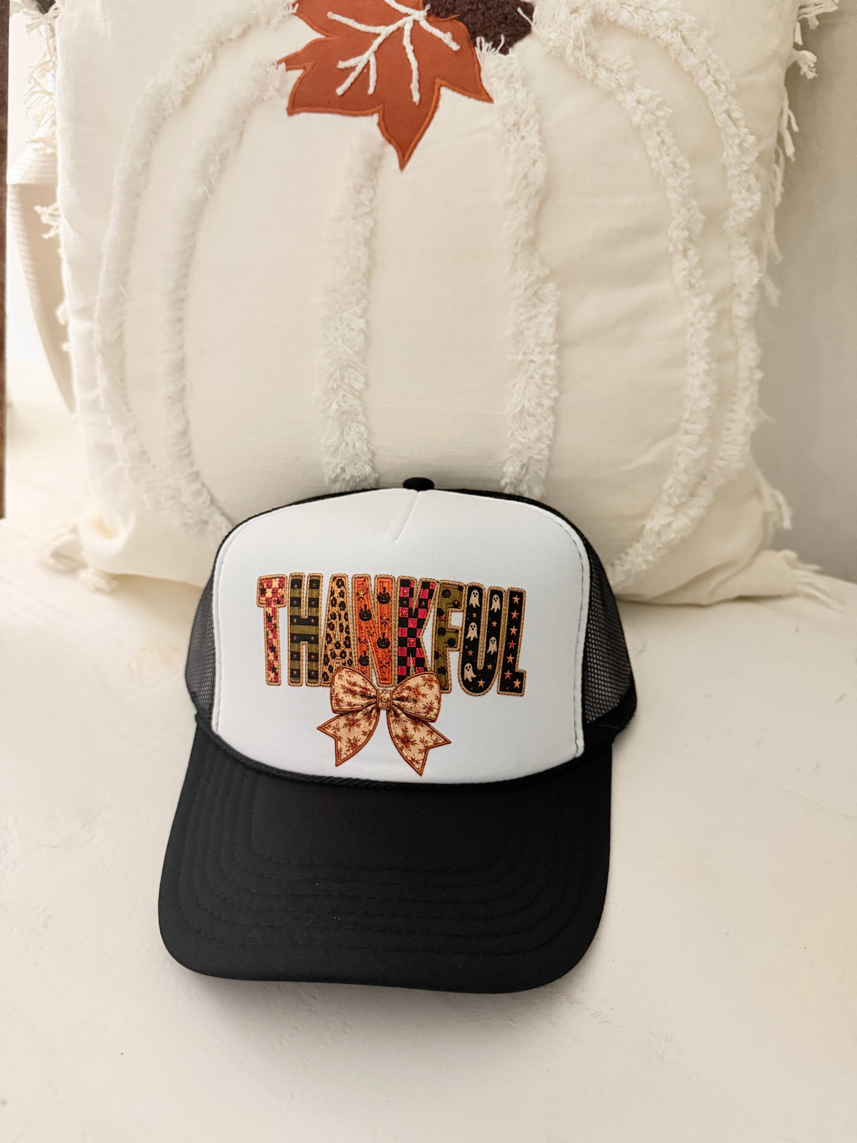 Thankful Fall Trucker Hat β Black & Cream π€π