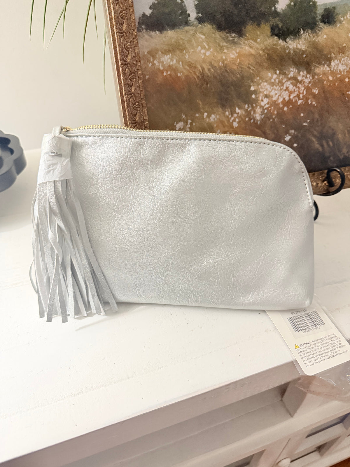 Silver Faux Leather Bangle Clutch