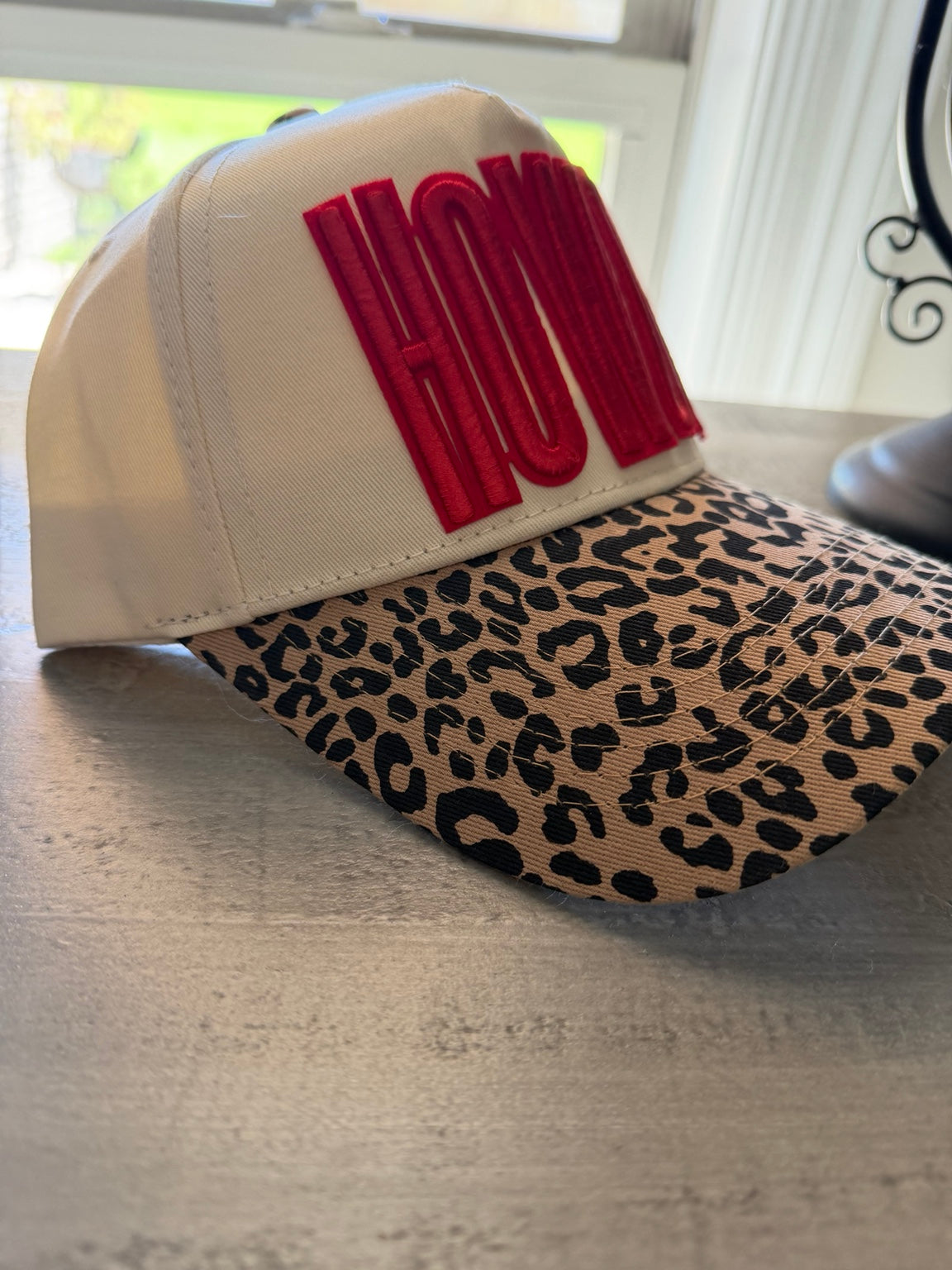 HOWDY Puff Embroidered Leopard Trucker Hat