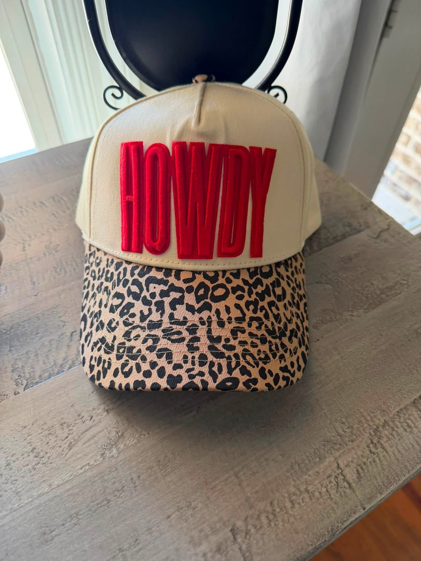 HOWDY Puff Embroidered Leopard Trucker Hat