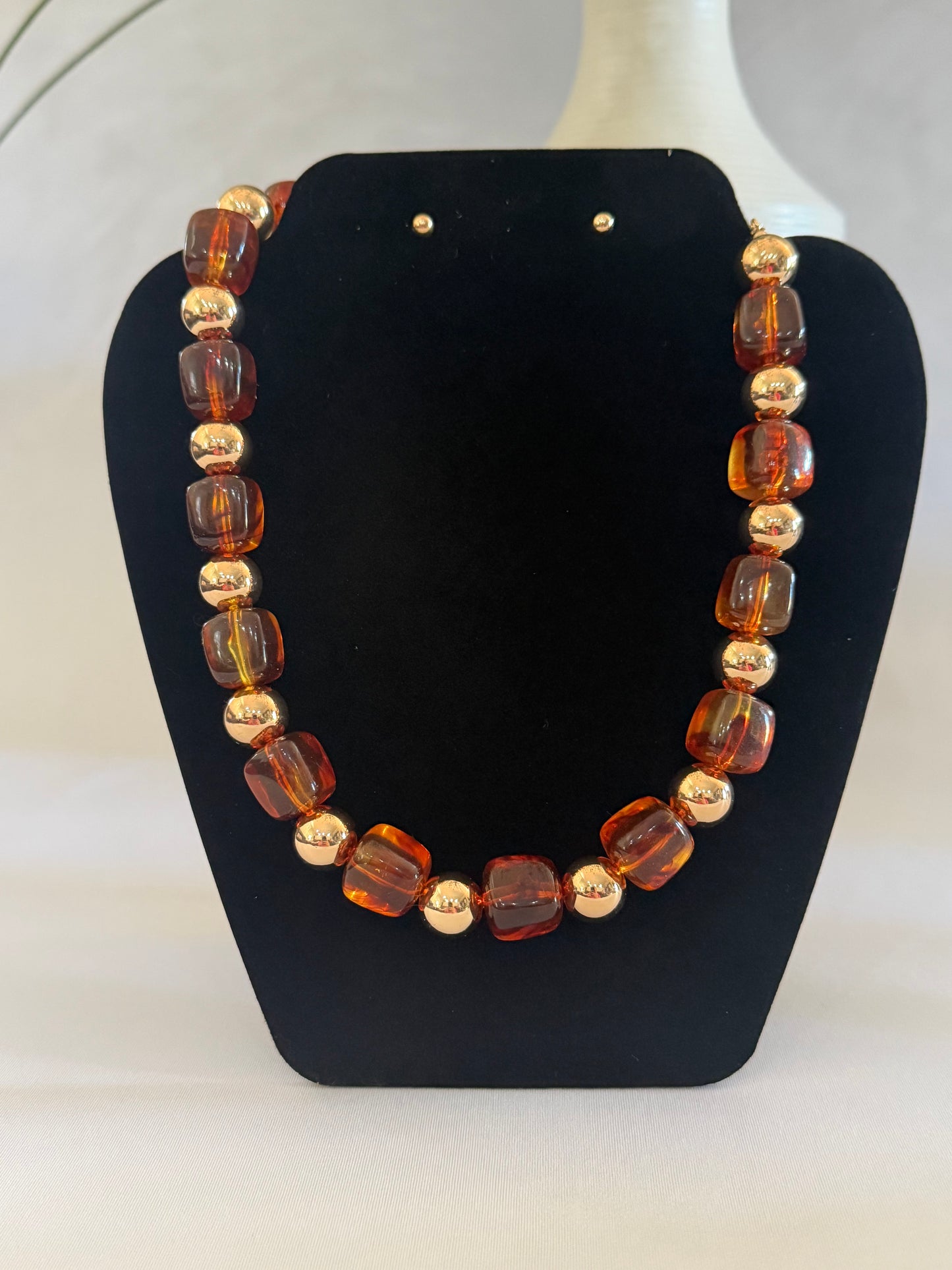 Chunky Tortoise Bead Statement Necklace Set