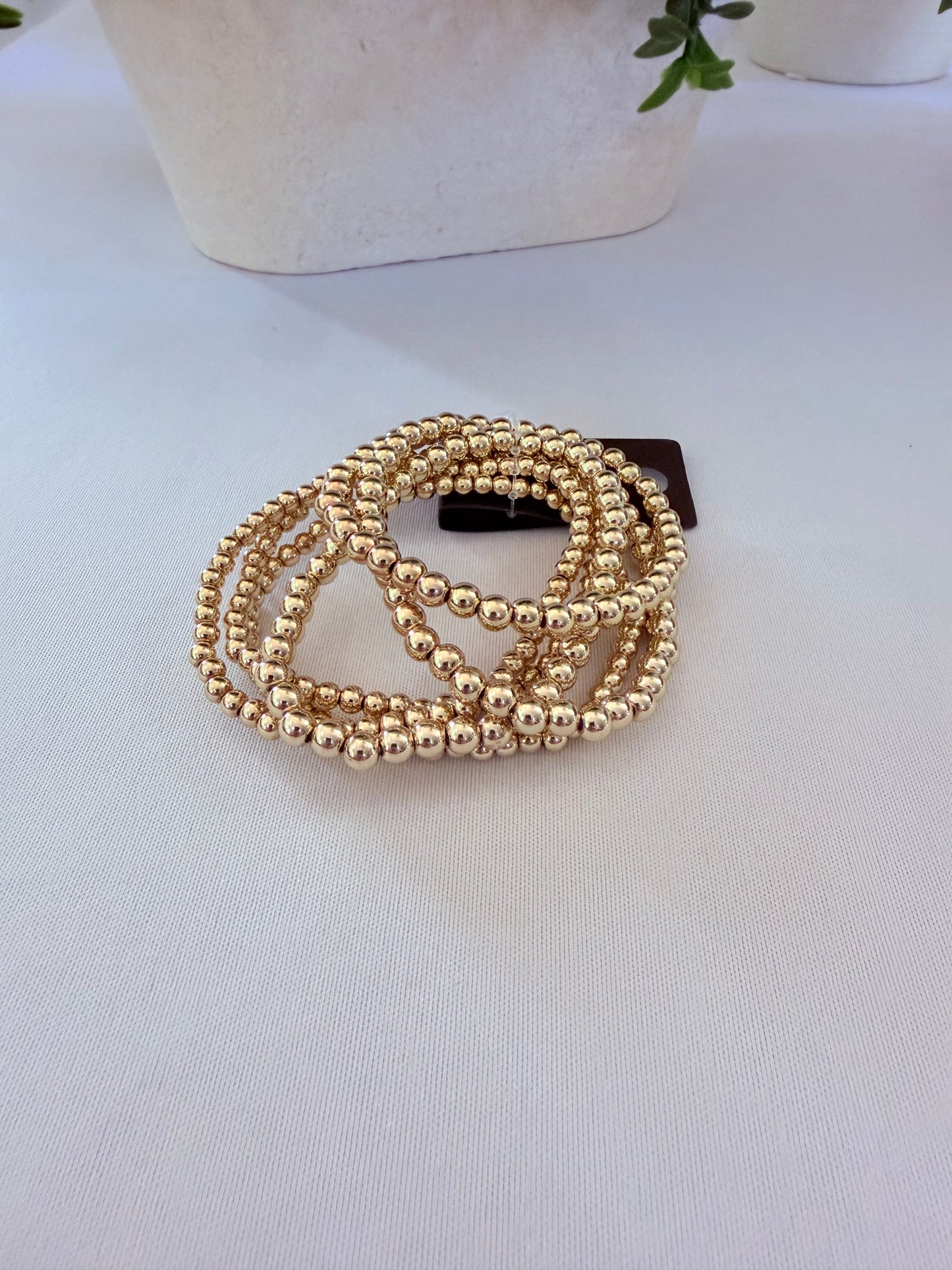 Gold-Dipped Ball Bead Bracelet Set