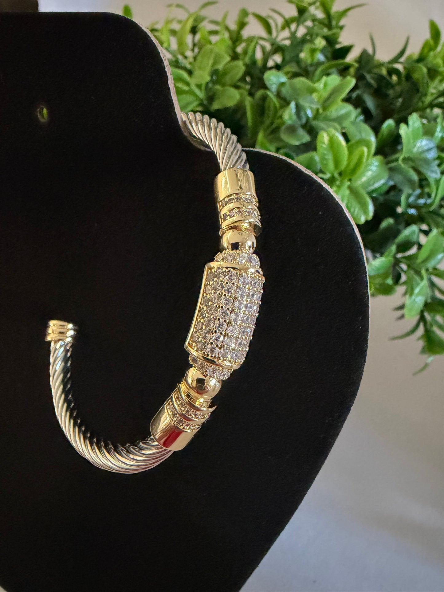 Two-Tone 14K Gold-Plated Cuff Bracelet