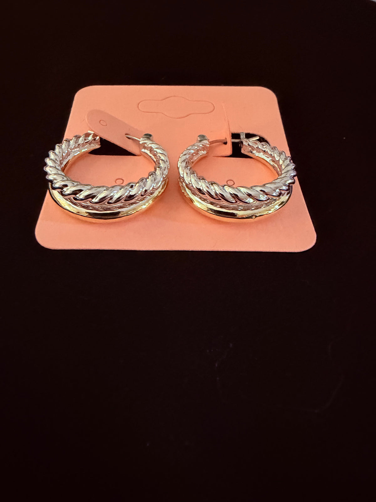 Double Row Twisted Rope Hoop Earrings