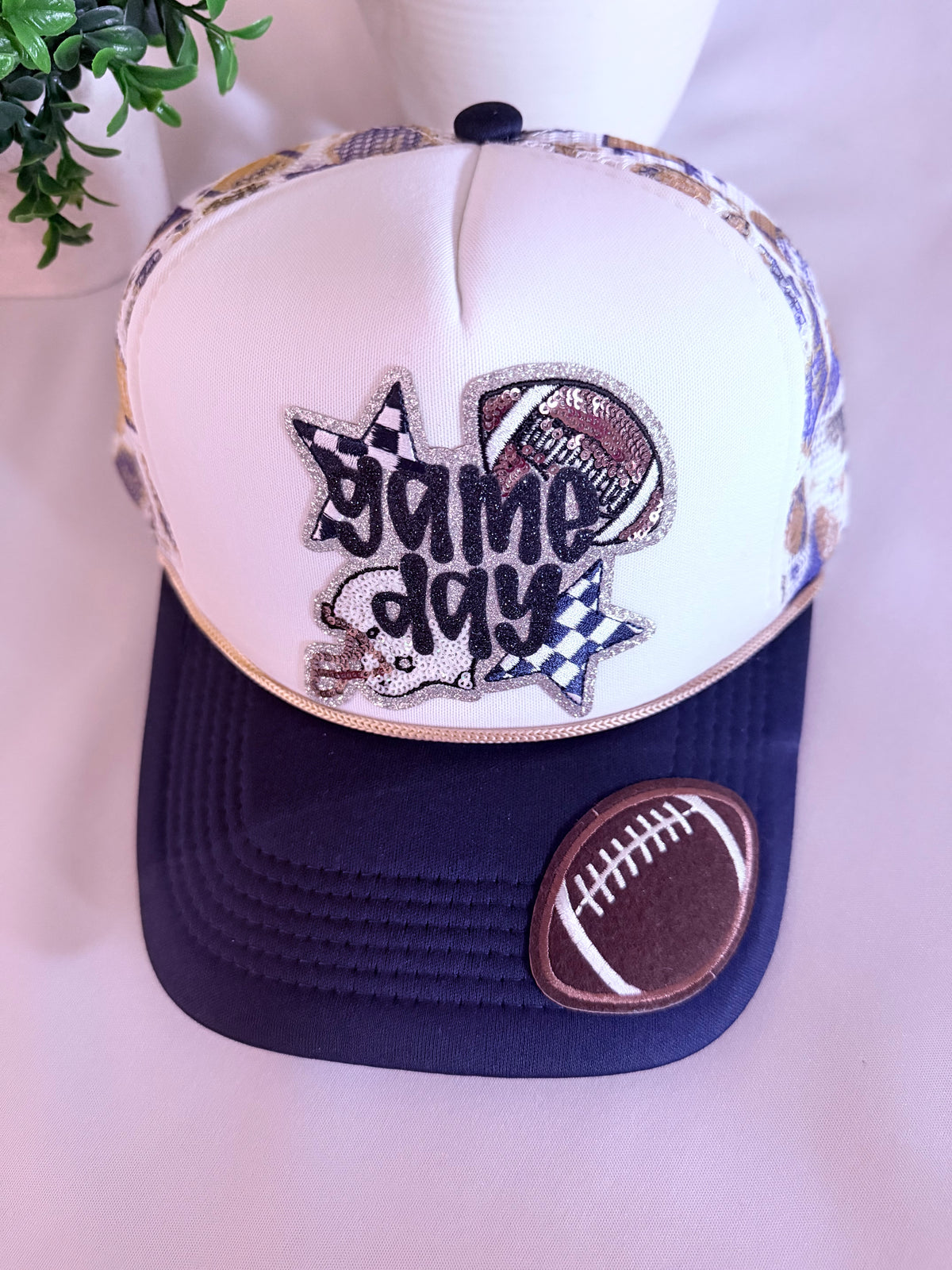 Game Day Sparkle Football Trucker Hat 🏈✨