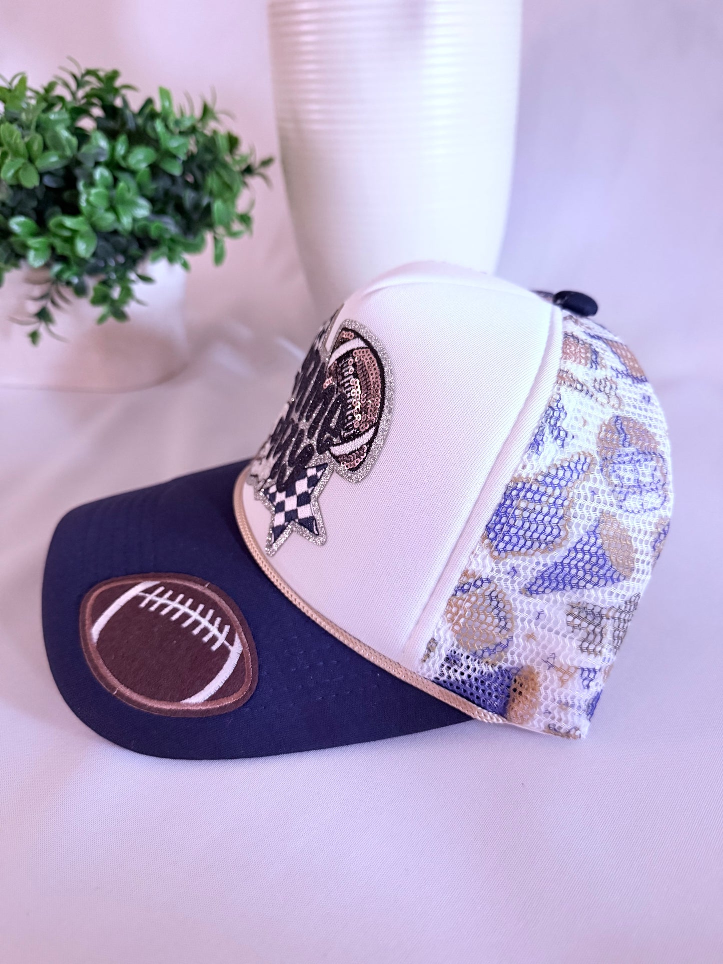 Game Day Sparkle Football Trucker Hat 🏈✨