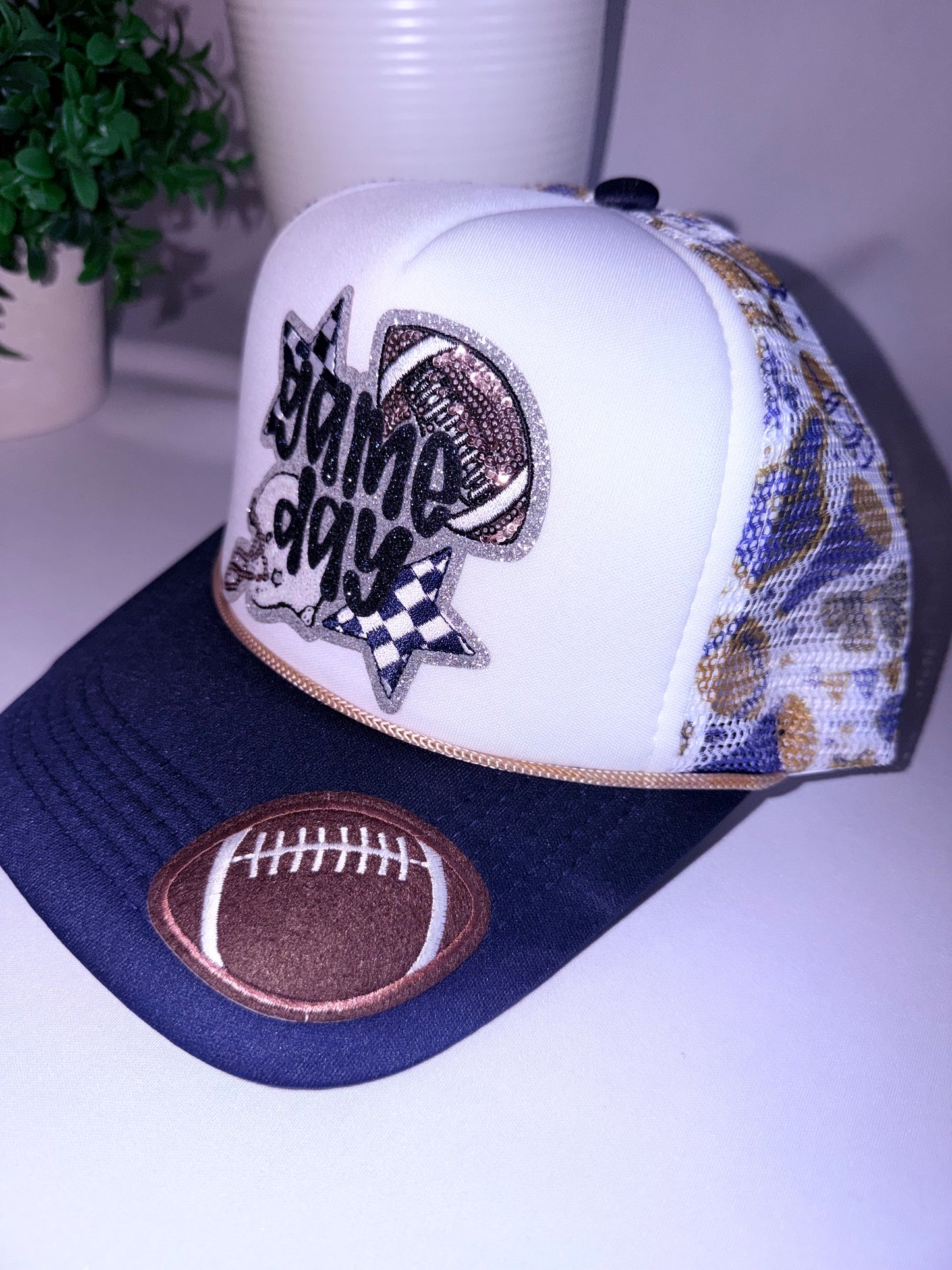 Game Day Sparkle Football Trucker Hat 🏈✨