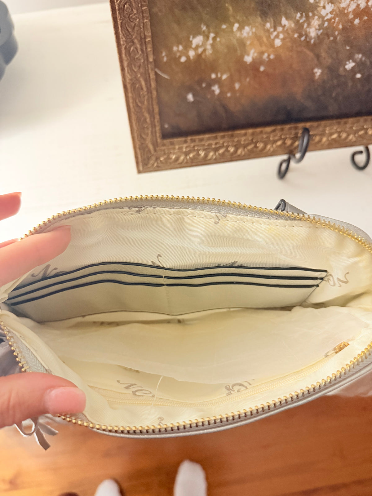Silver Faux Leather Bangle Clutch